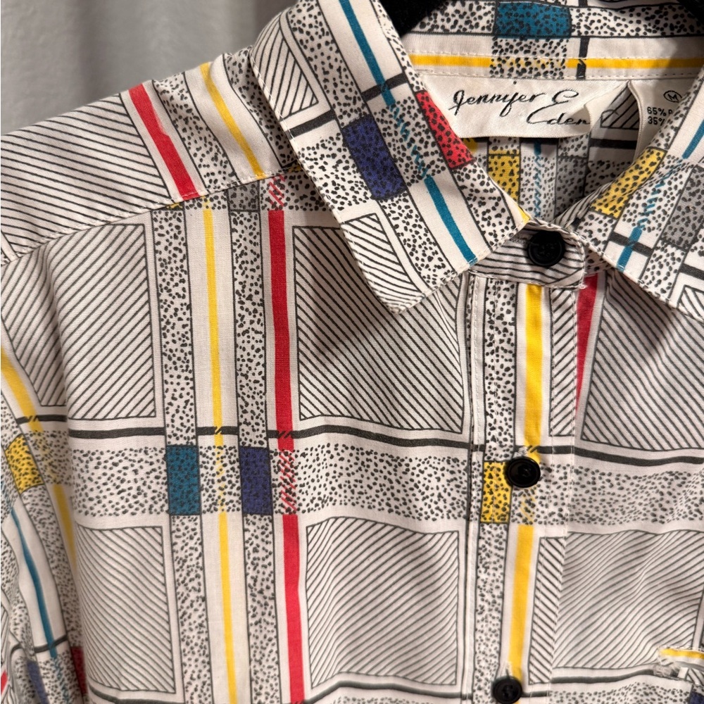 Jennifer Eden Women’s Multicolor Plaid Button-Down Shirt - White Base